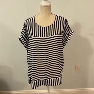 Christopher and banks, black and white striped blouse Size extra large like new